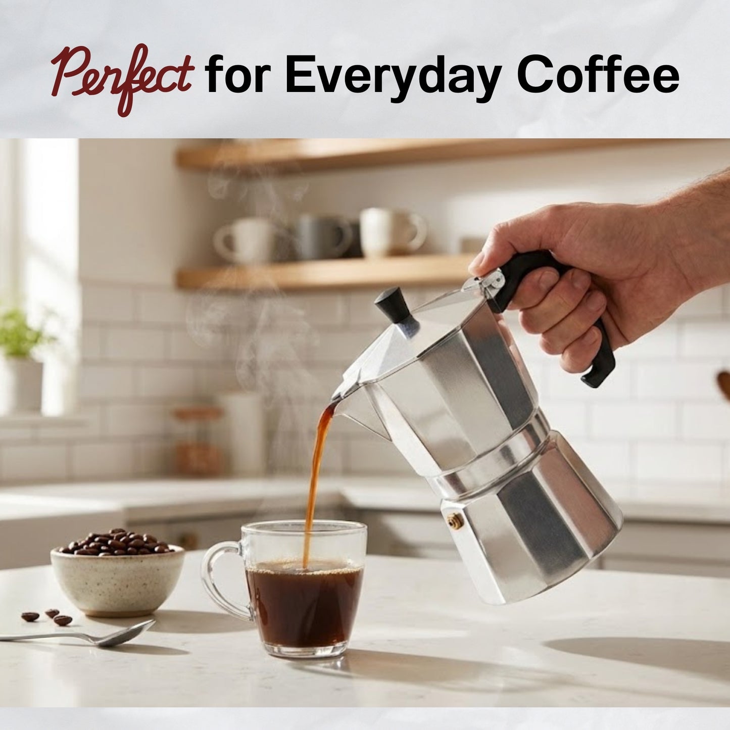 Straame Stovetop Espresso Maker Coffee Pot | Classic Moka Coffee Maker for Rich, Authentic Espresso | Easy to Use | Ideal for Home or Office Brewing (12 Cup)
