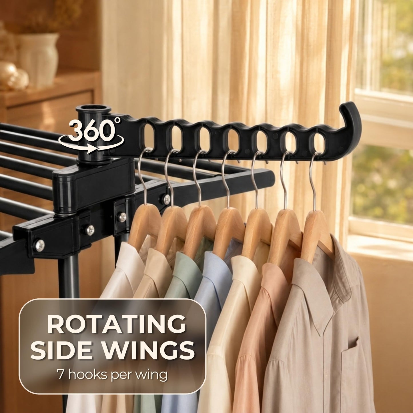 Straame 4-Tier Clothes Airer, Heavy Duty Foldable Drying Rack, 40 kg, Black