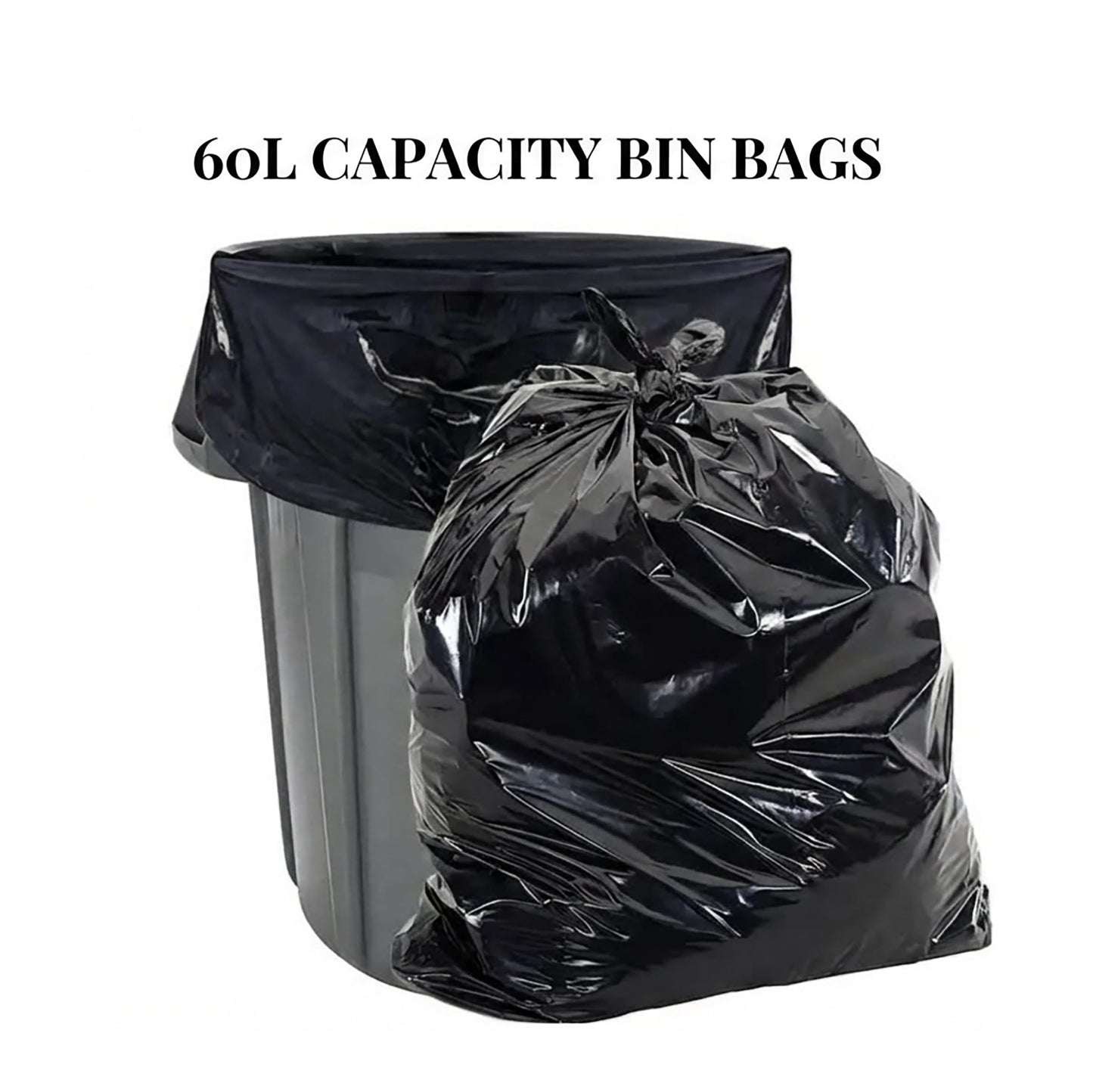 Heavy-Duty Black Refuse Sacks – Thick Rubbish Bags & Bin Liners for Dry & Wet Waste – Durable, Disposable Trash Bags for Pantry, Dustbin, and More (200 count (Pack of 10))