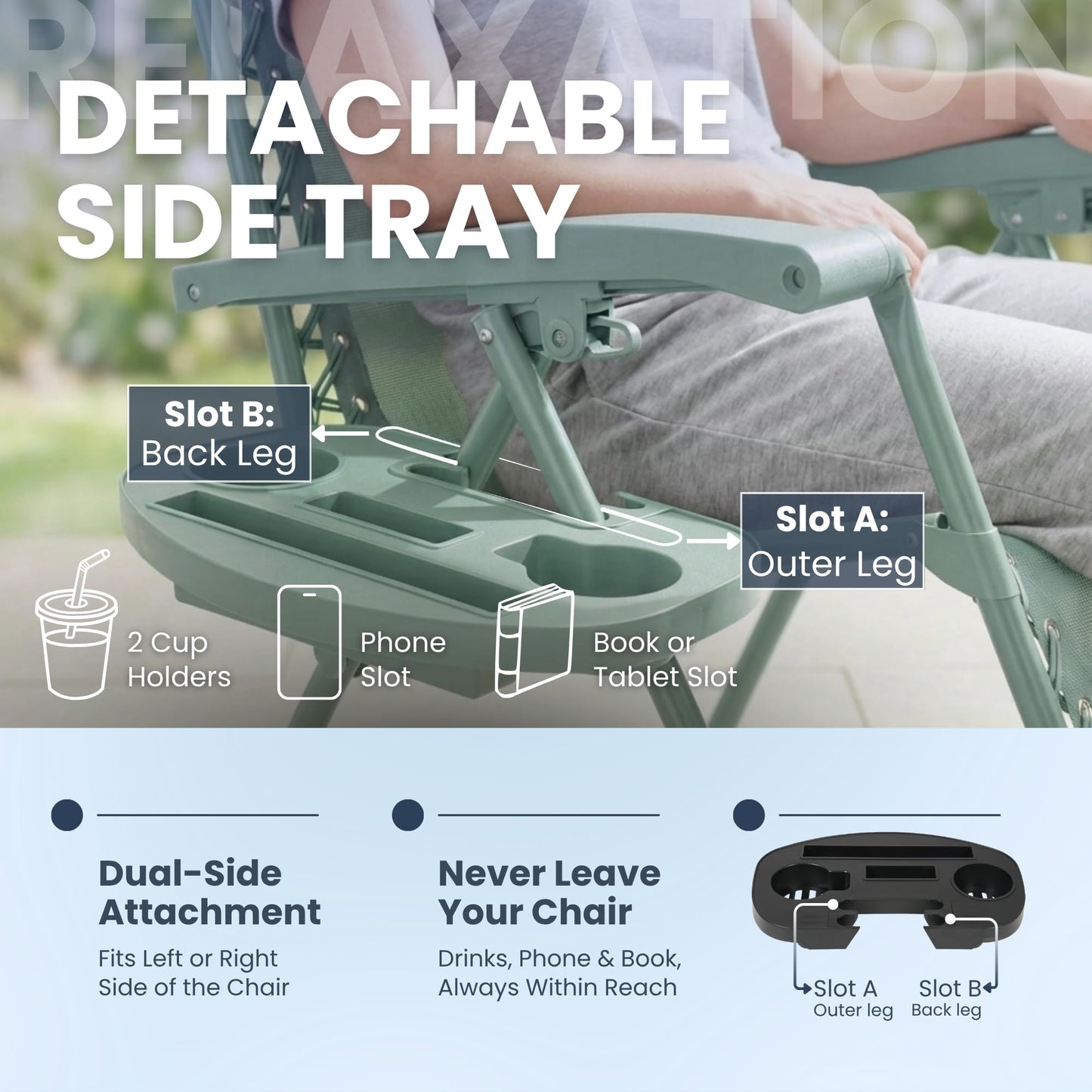 Straame Zero Gravity Chairs Set of 2,Folding Reclining Garden Chairs, Textilene Outdoor Chair, Lockable 170° Sun Loungers for Garden, Steel Frame, 150 kg Max Load (Classic, Mint)