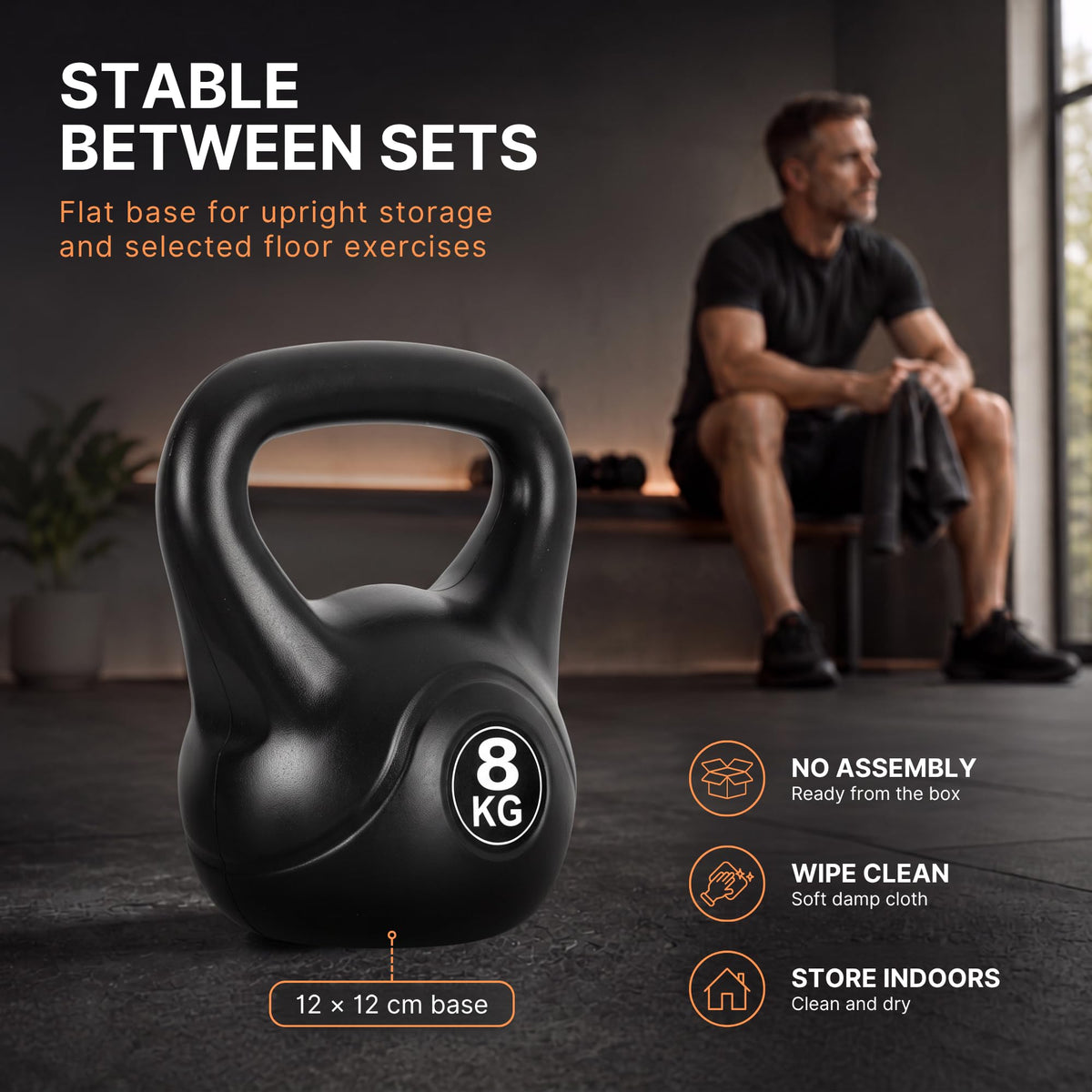 Lockie Fitness Kettlebell Weight, 4kg-20 Kg Cement-Filled Kettle Bell, Black (8 Kg)