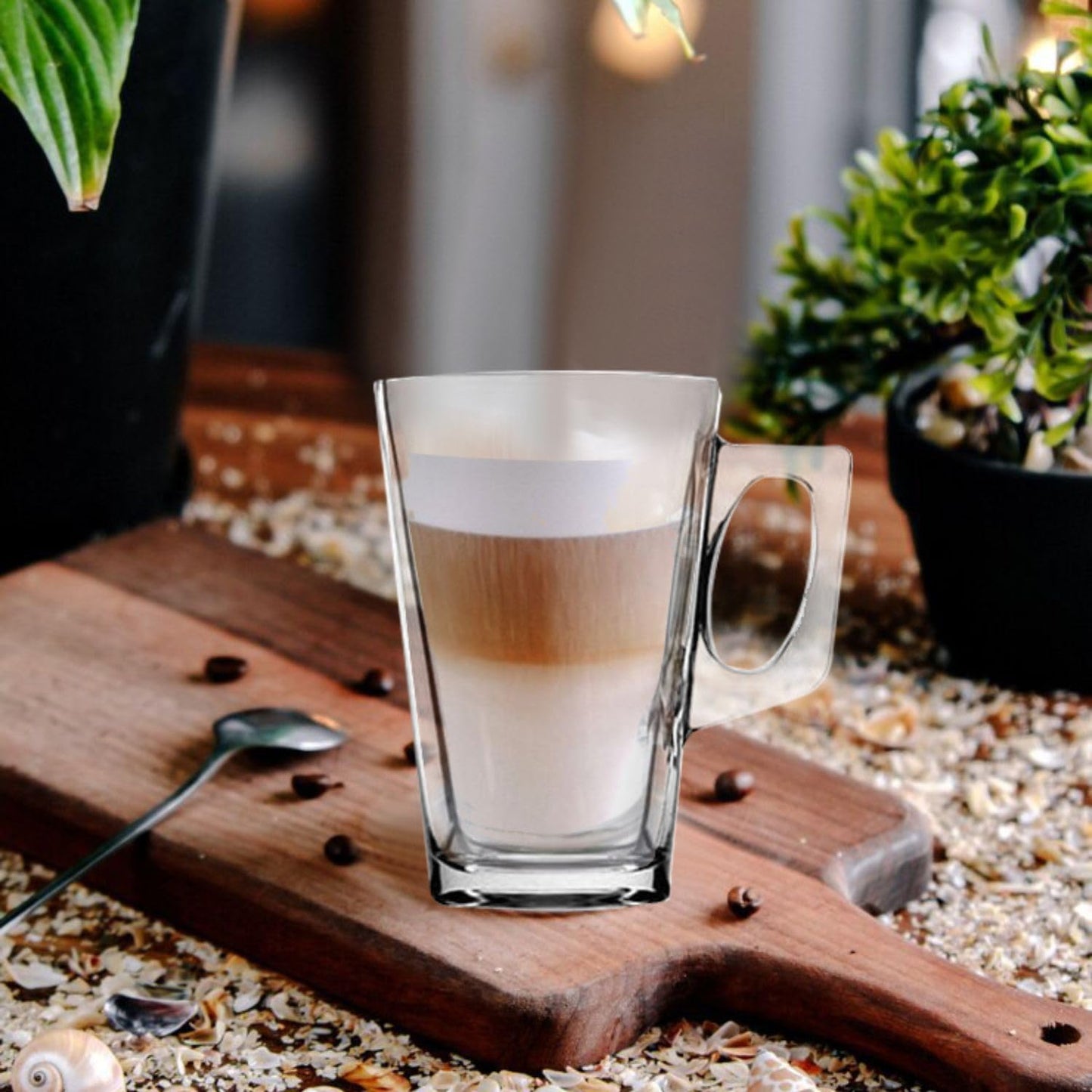 Straame - Set of 12 Latte Glasses, 240 ml Temperature Resistant - Stylish Coffee/Tea Cups, Hot Drink Cafe Mugs - Ideal for Ice Cream Latte, Espresso, Cappuccino & Hot Chocolate-Clear Mugs with Handle