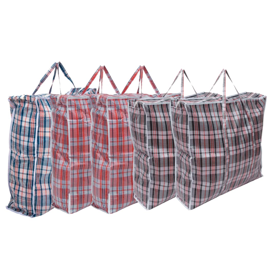 Straame Laundry and Storage Bag, Multipurpose Storage Bag, Durable and Resistant Storage Solution with Zips and Handles, Large Reusable Bags (80 x 60 Pack of 5)