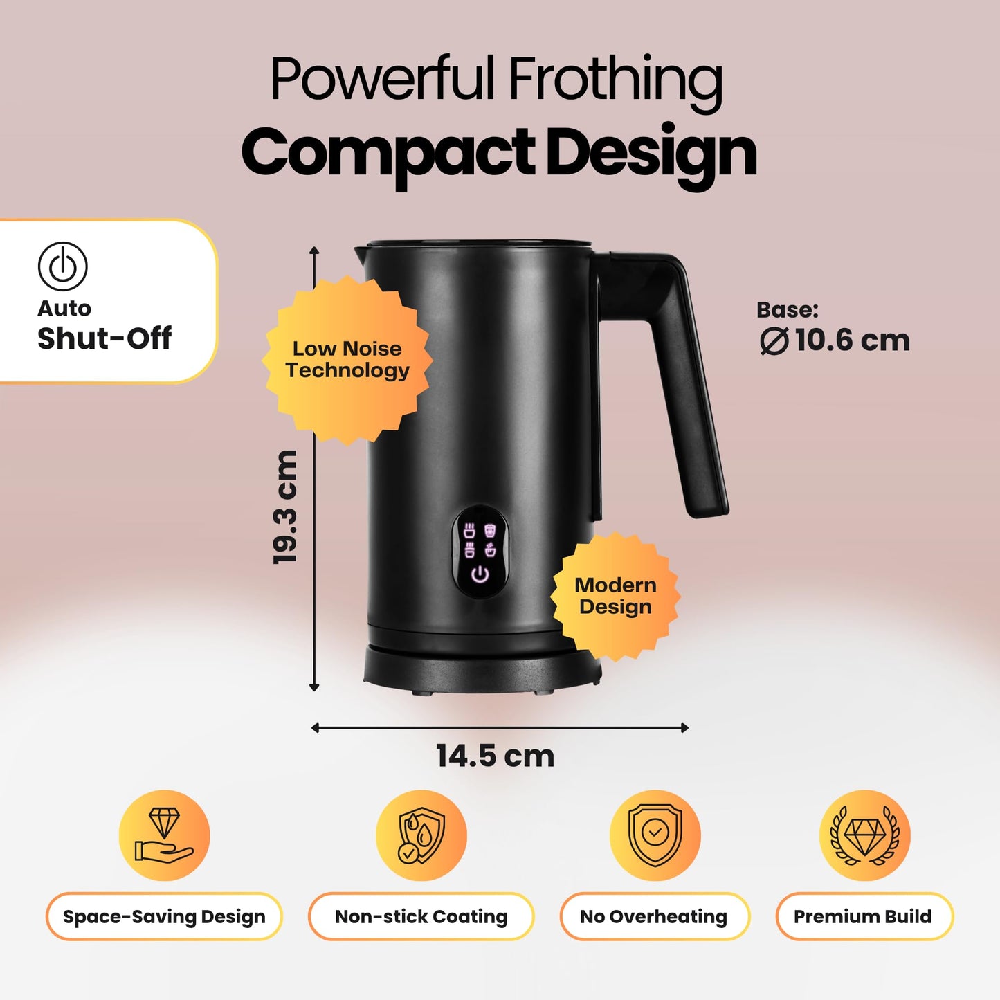 Straame Electric Milk Frother 4-in-1, 300ml Automatic Milk Foamer & Steamer
