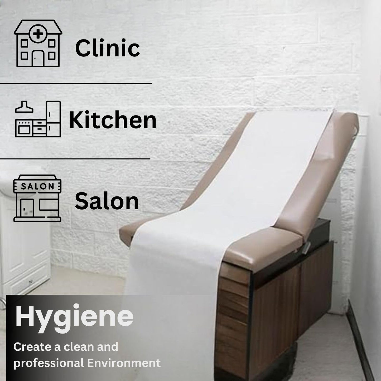 TPZ 40 Metres White Hygiene Coach Roll for Massage Table and Beauty Environment, Professional Use Paper Roll Individually Wrapped with Tear Off Perforation – 20” / 508mm wide - 40 Metres (1)