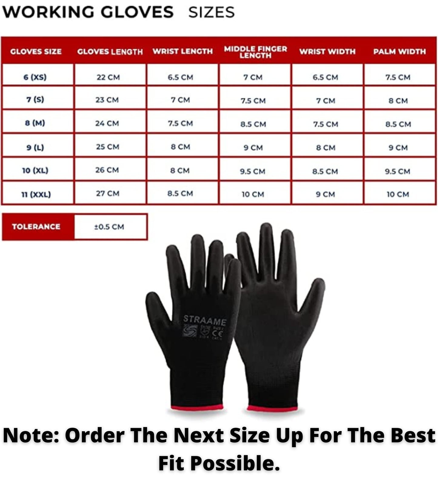Straame Pack of 12 or 24 Black Safety Work Gloves, Outdoors PU and Nylon Non-Slip Work Handling Gloves, Good Dexterity Firm Grip Protective Working Gloves Size (Pack of 24 Pair's, S)