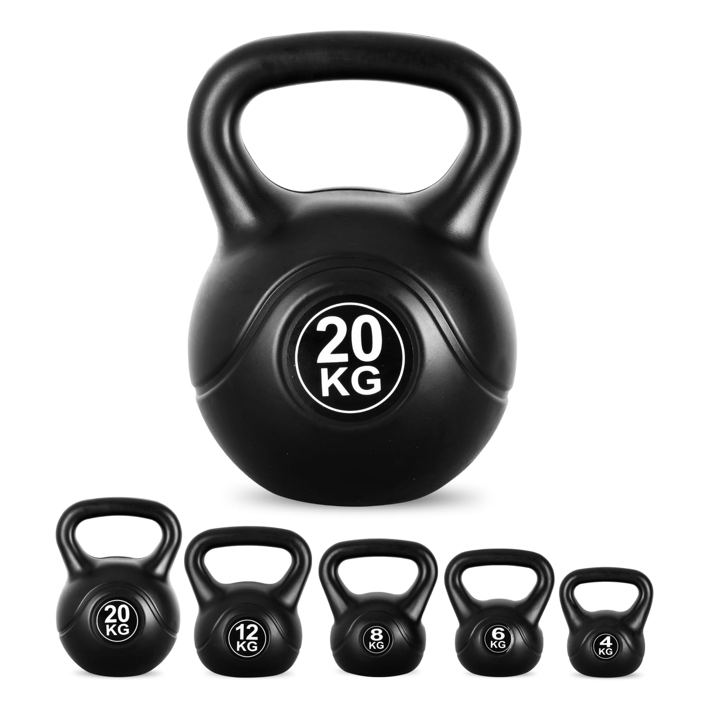 Lockie Fitness Kettlebell Weight, 4kg-20 Kg Cement-Filled Kettle Bell, Black (20 Kg)