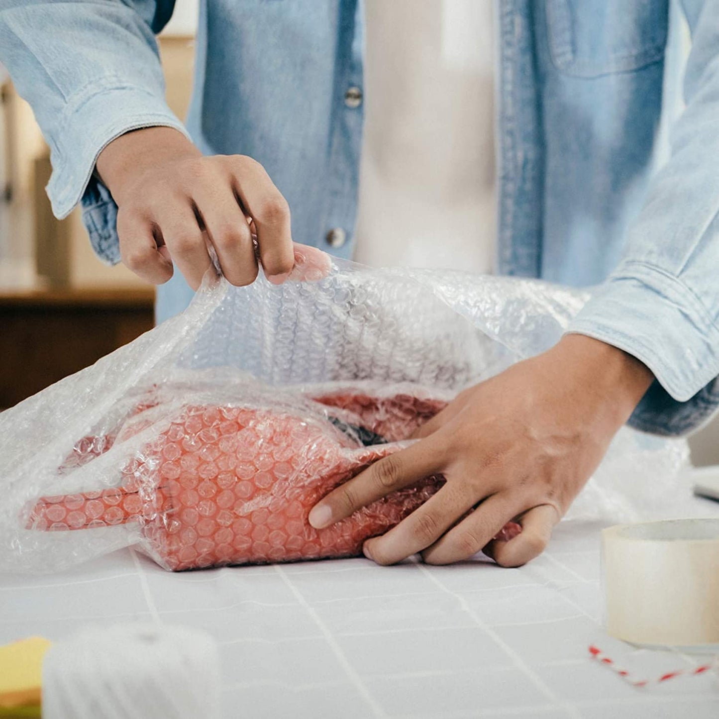 TPZ The Packaging Zone | Large Roll of Premium Polythene Bubble Wrap | Small Bubble Protective Wrap | Air Bubble Packaging for Moving Delicate Items & Package Storage Boxes (Clear, 500 x 25m)