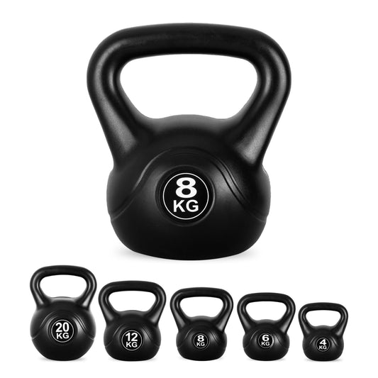Lockie Fitness Kettlebell Weight, 4kg-20 Kg Cement-Filled Kettle Bell, Black (8 Kg)