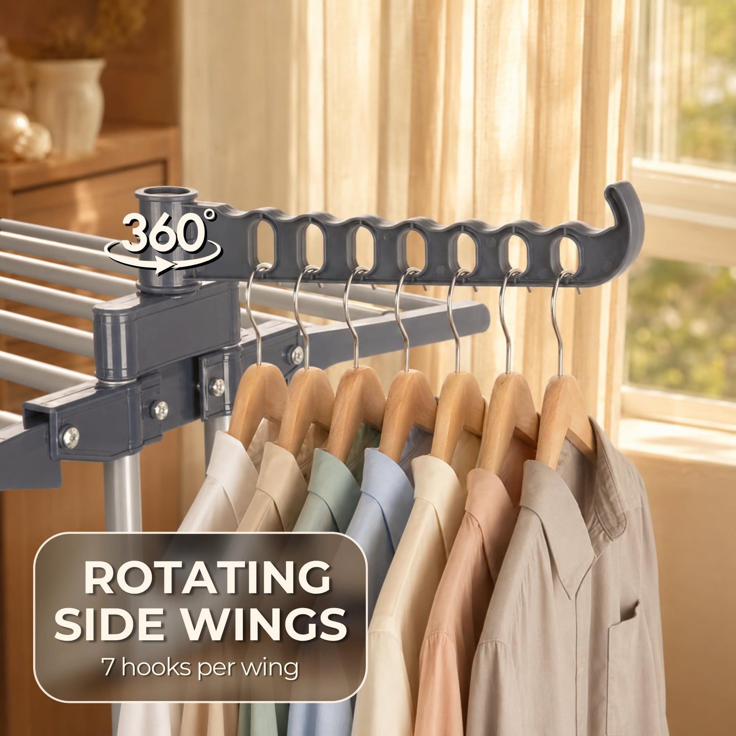 Straame 4-Tier Clothes Airer, Heavy Duty Foldable Drying Rack, 40 kg, Grey