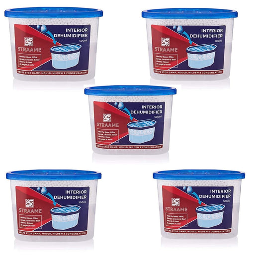 Straame Home | Interior Dehumidifier | Helps Prevent Damp, Mildew, Mould and Condensation | Long Lasting | Hydrophilic Crystals | Ideal for Any Room | (Interior, 5)
