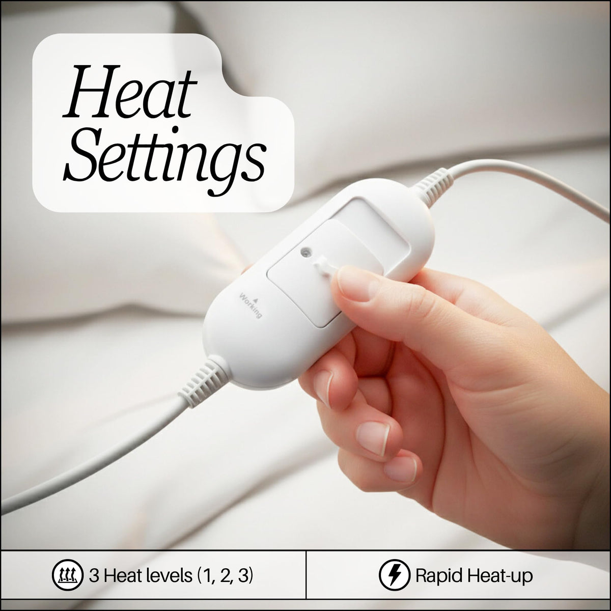 Straame Double Heated Underblanket, 120x135cm, 3 Heat Settings, 85 W, White