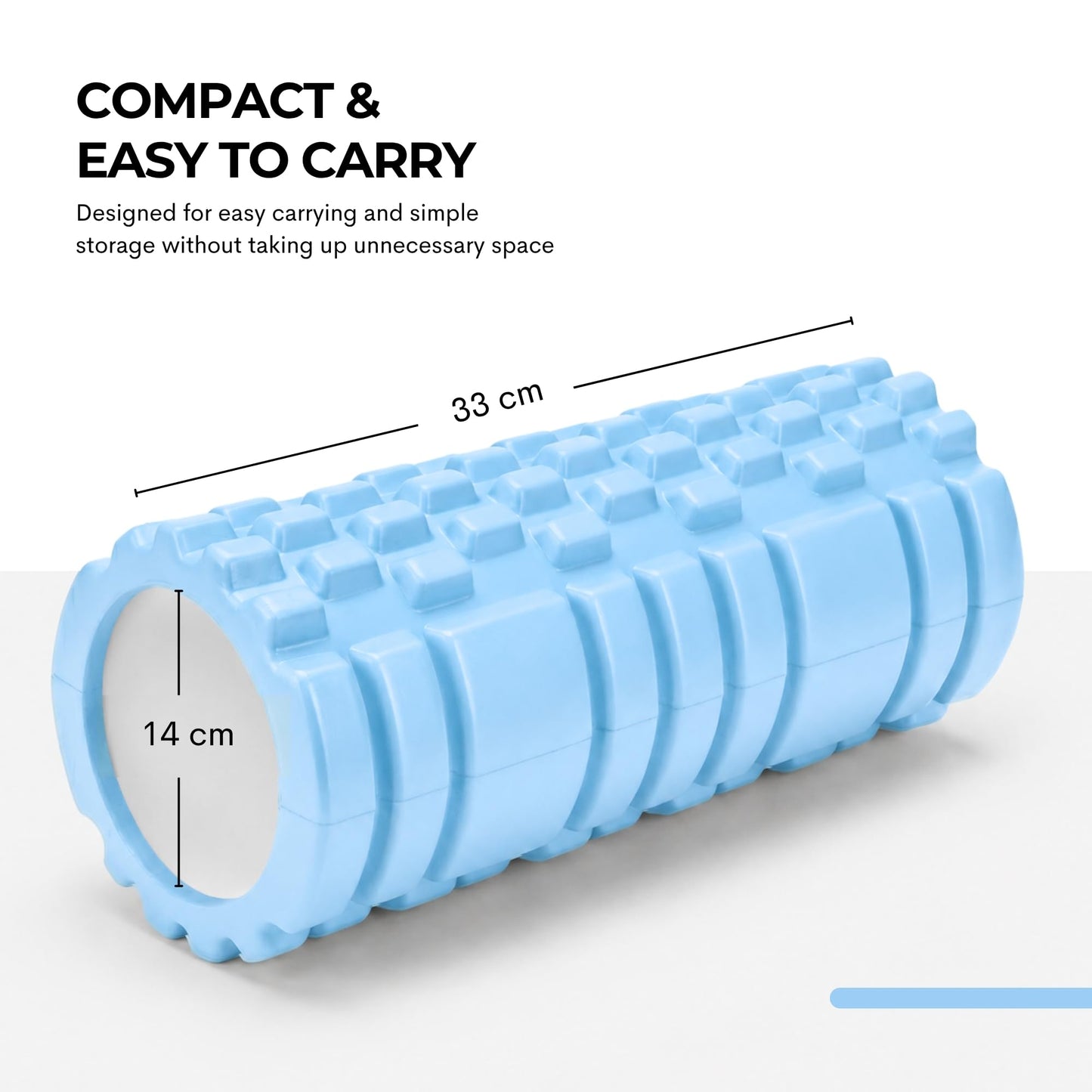 LockieFitness Foam Roller, Deep Tissue Massage Roller with Trigger Point Foam Roller Grid for Back, Legs, Calves & Fascia, Medium Density Pilates Roller, Yoga Roller & Gym Roller (Light Blue)