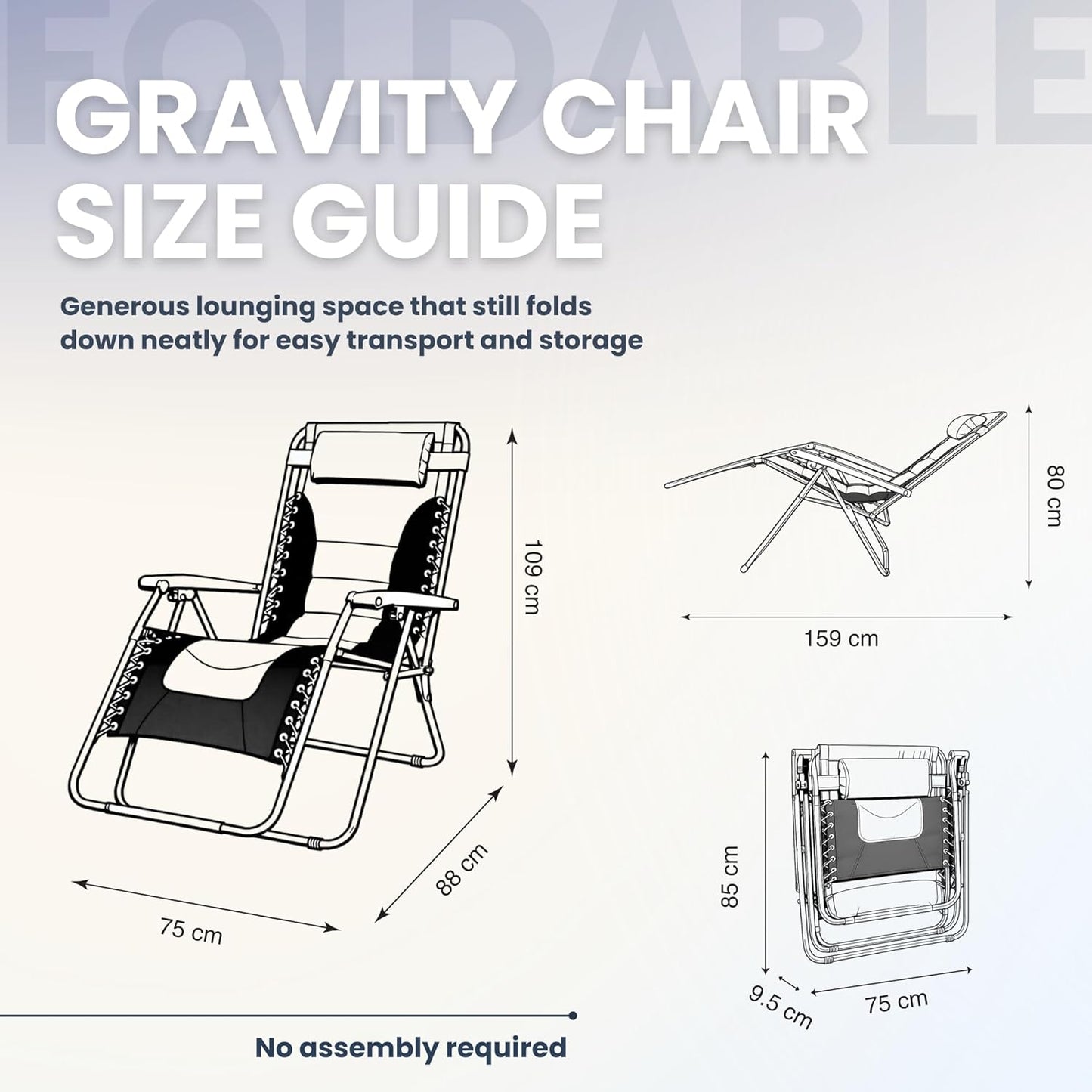 Straame XXL Padded Zero Gravity Chairs Set of 2, Folding Reclining Garden Chairs with Cup Holder Tray, Camping Chair Sun Loungers, Lockable 160° Patio Recliners with Adjustable Headrest(Padded, Black)