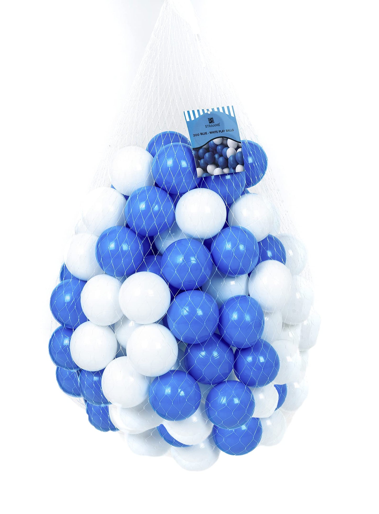 Straame Playballs, Soft Pit Balls for Kids, Small Colourful Plastic Balls, Crush Proof, No Sharp Edges, Toxic Free, Baby Approved Playball Set (Blue and White, 500 Balls)