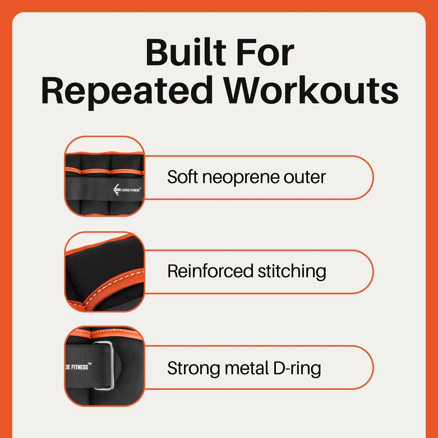 Lockie Fitness Ankle Weights & Wrist Weights Pair, Adjustable 0.9-3.2 kg, Neoprene Ankle Weights Women, Men & Kids, Pilates Weights, Leg Weights, Weights for Walking, Jogging & Home Workouts (Orange)