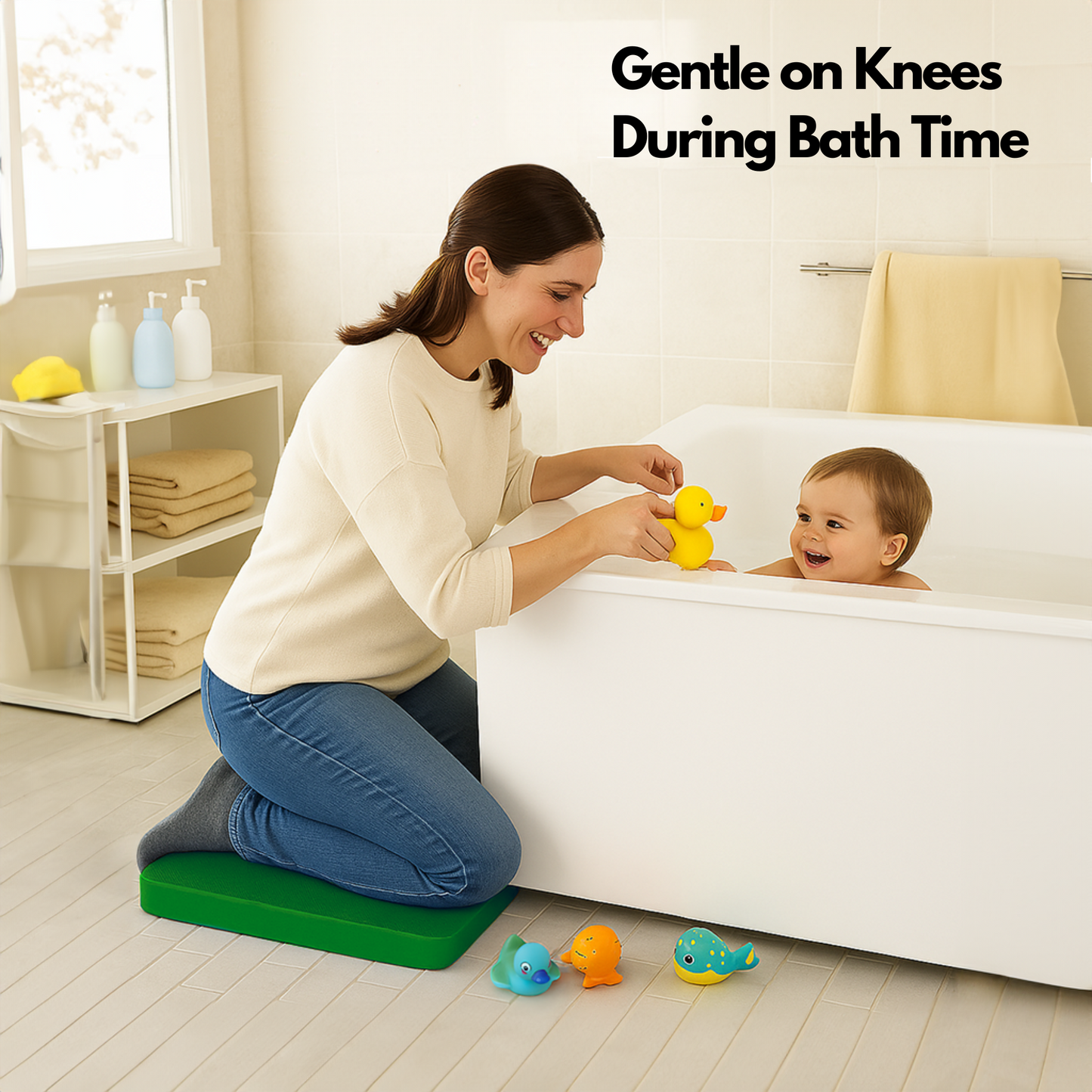 Straame Garden Kneeling Pad – Comfortable EVA Foam Kneeler Mat (45×28×4 cm) for Gardening, Cleaning, Baby Bath, Mechanics & More – Water-Resilient, Portable With Built-in Carry Handle (Green)