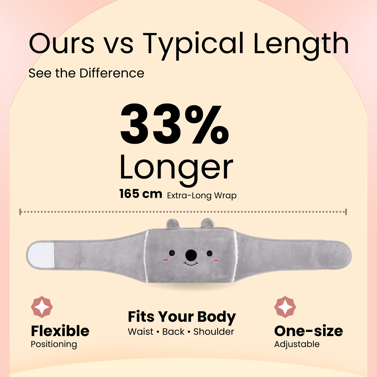 Straame Adjustable Wearable Hot Water Bottle Belt – 1L, 65 inches (165 cm) – Cozy Koala for Period Cramps, Back, Neck & More – Hands-Free Pain Relief – Included Hot Water Bottle, Belt & Cover (Pink)