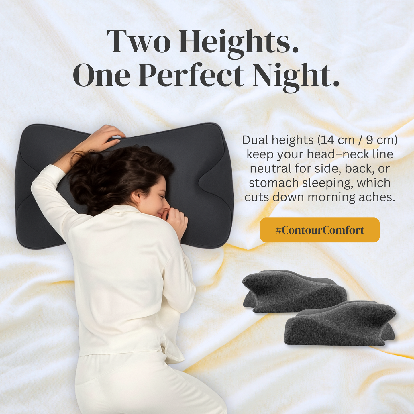 Straame Orthopedic Memory Foam Neck Pillow for Pain Relief – Contoured Cervical Support Pillow for Side, Back & Stomach Sleepers – Ergonomic Butterfly Design with Washable Hypoallergenic Cover