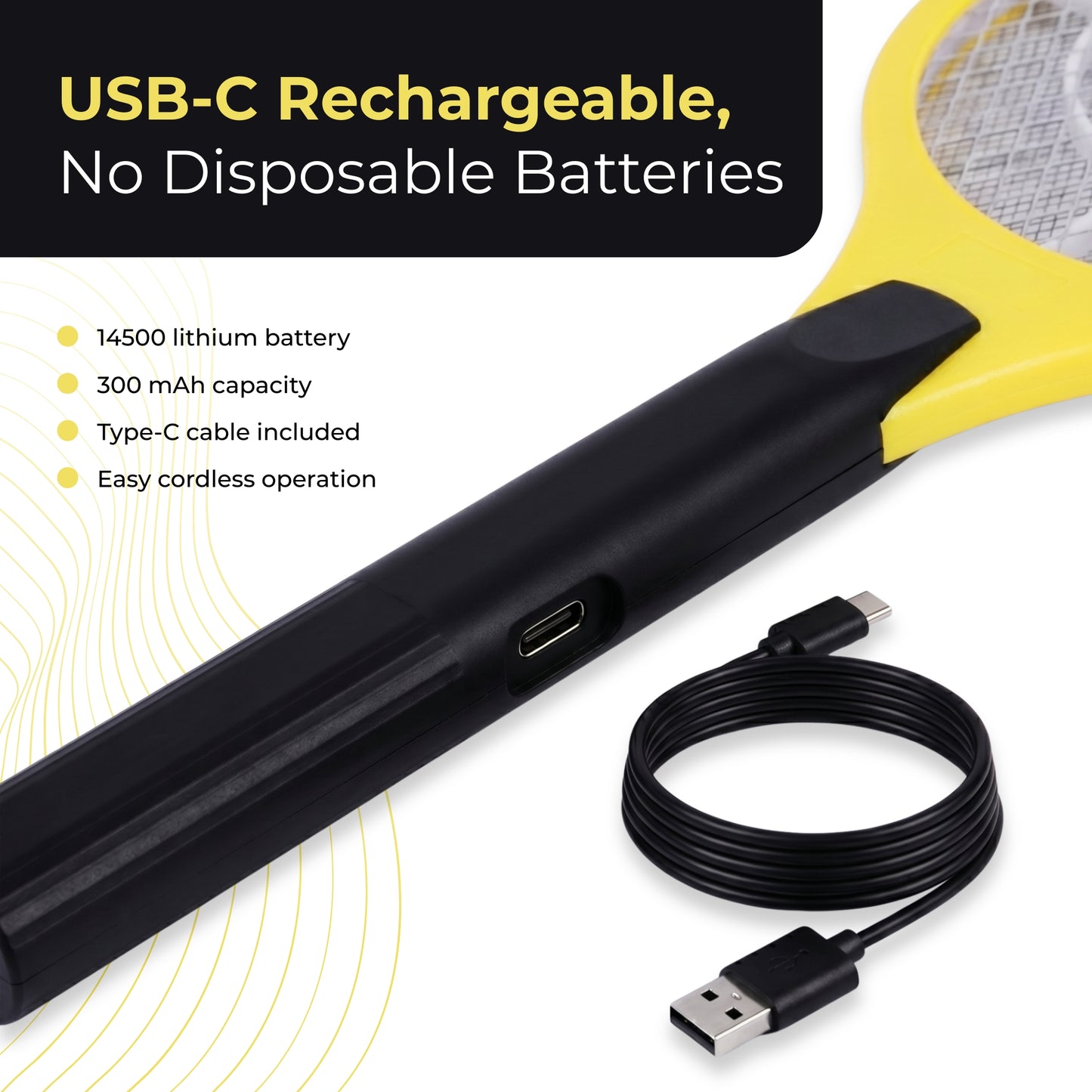 Straame Rechargeable Electric Fly Swatter & Fly Zapper, USB-C Charging, COB LED Light and 3000–3700 V Triple Mesh, Bug Zapper Racket Fly Catcher for Home, Garden, Indoor & Outdoor Use Mosquito Killer