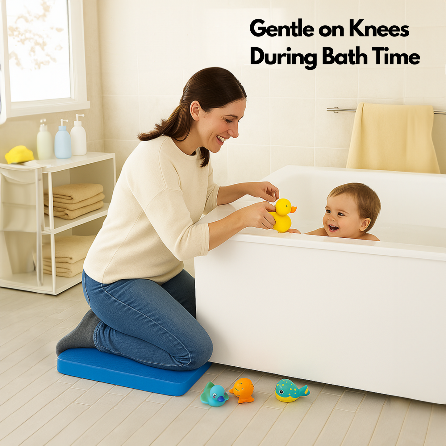 Straame Garden Kneeling Pad – Comfortable EVA Foam Kneeler Mat (45×28×4 cm) for Gardening, Cleaning, Baby Bath, Mechanics & More – Water-Resilient, Portable With Built-in Carry Handle(Blue Pack of 2)