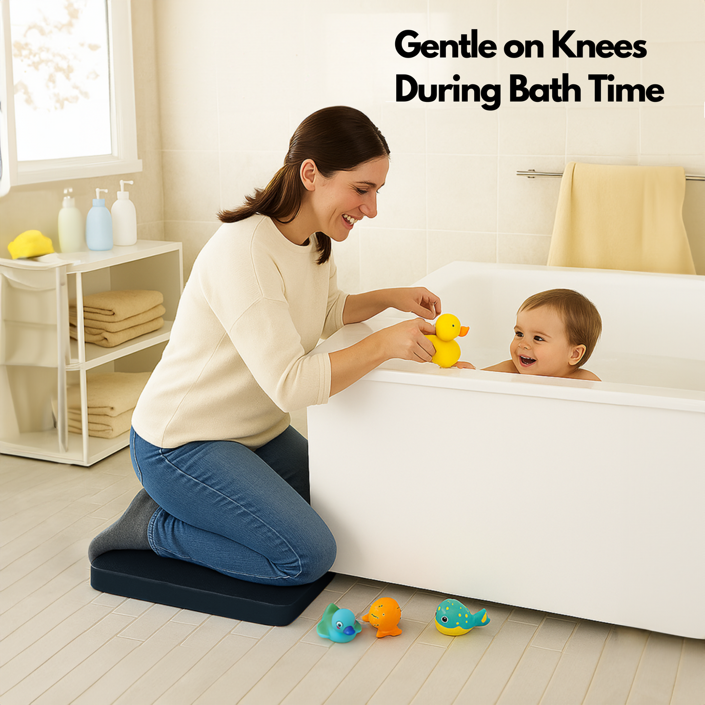 Straame Garden Kneeling Pad – Comfortable EVA Foam Kneeler Mat (45×28×4 cm) for Gardening, Cleaning, Baby Bath, Mechanics & More – Water-Resilient, Portable With Built-in Carry Handle (Black)