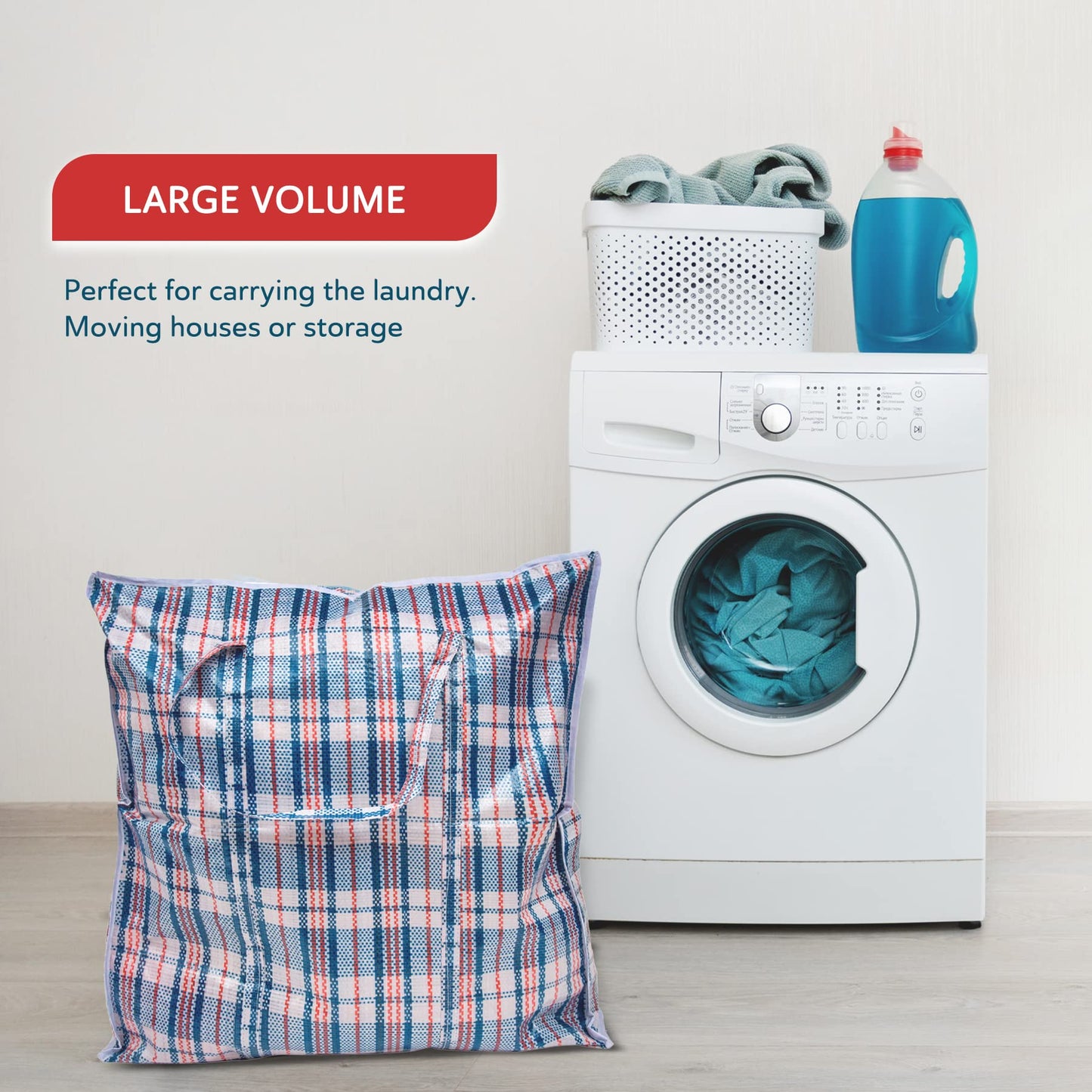 Straame Laundry and Storage Bag, Multipurpose Storage Bag, Durable and Resistant Storage Solution with Zips and Handles, Large Reusable Bags (60 x 60 Pack of 5)