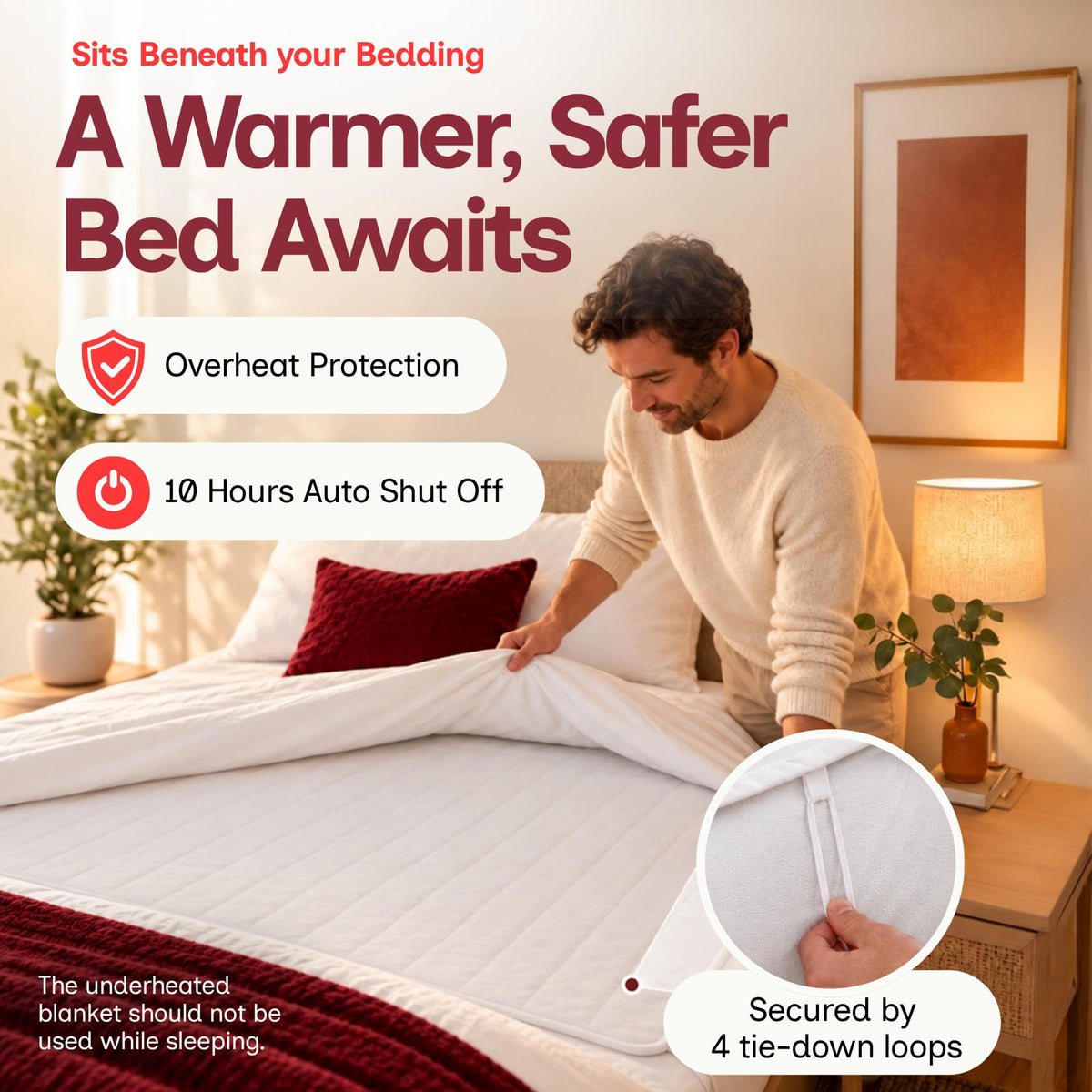 Straame Heated Blanket Electric Blanket Single Bed Underblanket (Single)