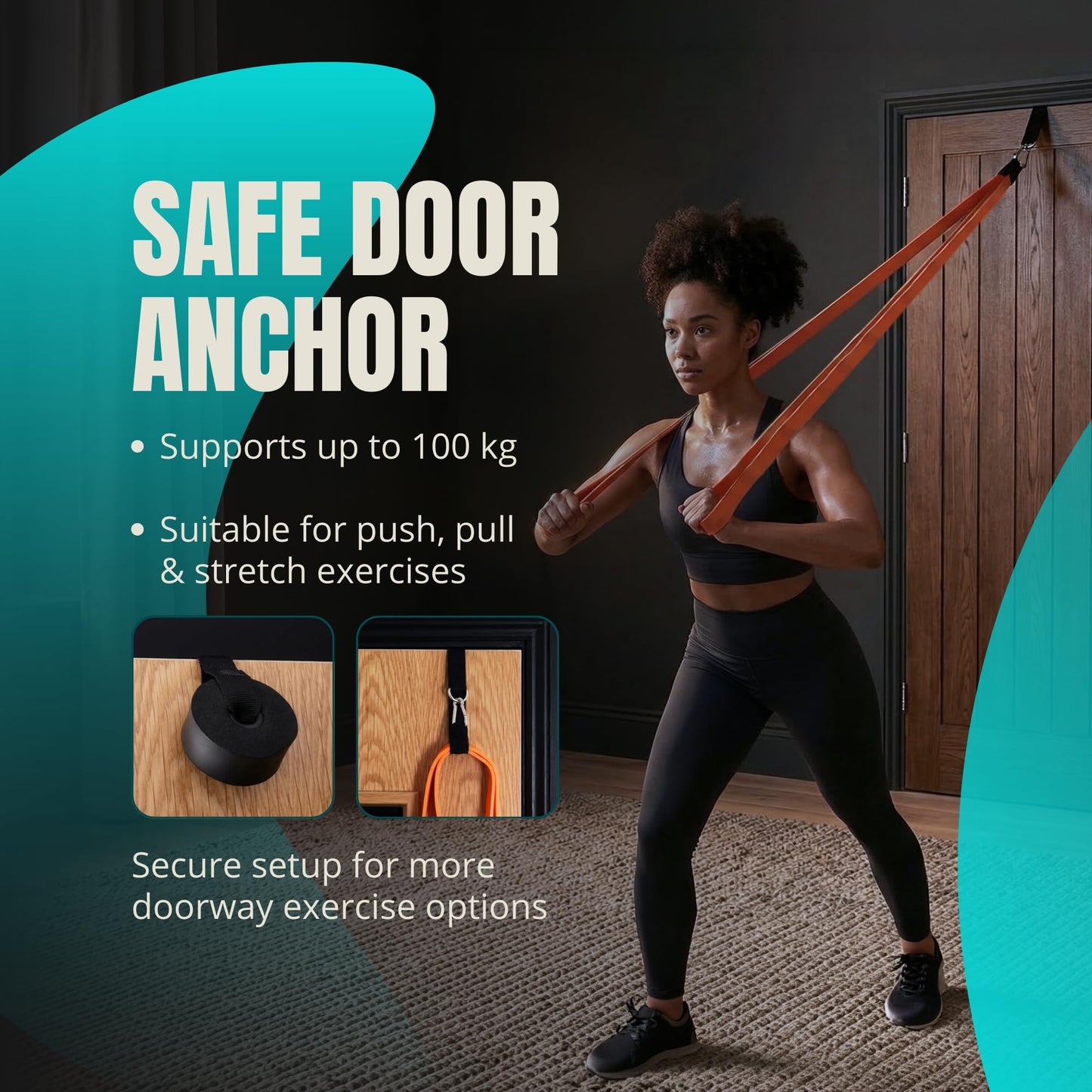 Lockie Fitness Resistance Bands for Pull Up Training, Strength Training and Stretching, Long TPE Exercise Loops, Home Gym Set with Door Anchor and Carry Bag, 6 Piece 5 to 170 lbs