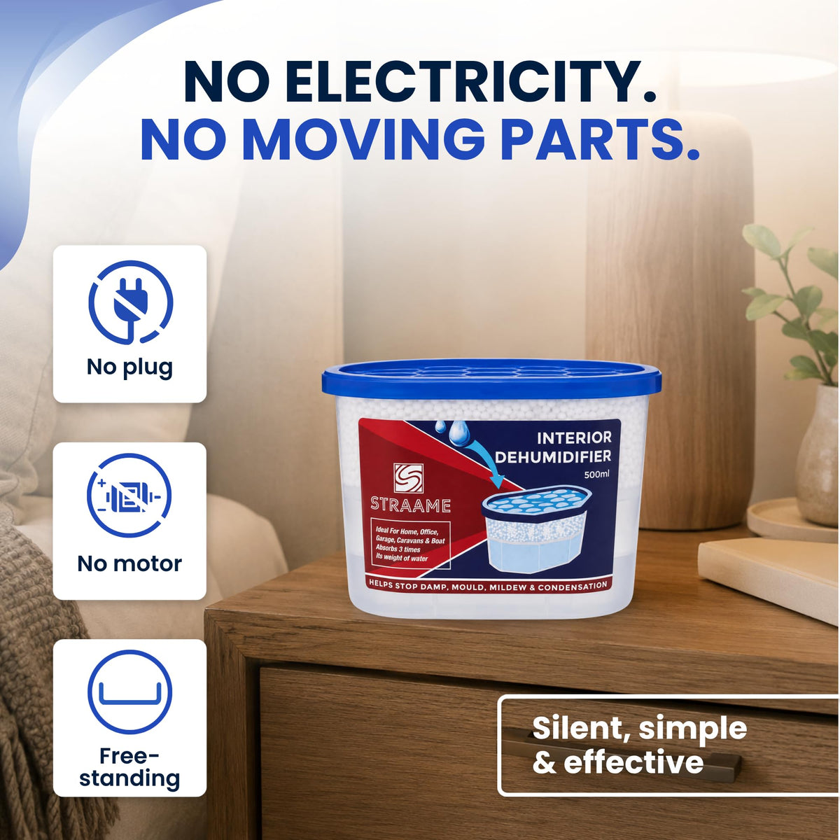 Straame Interior Dehumidifier 500ml, Moisture Absorber Crystals, Pack of 20