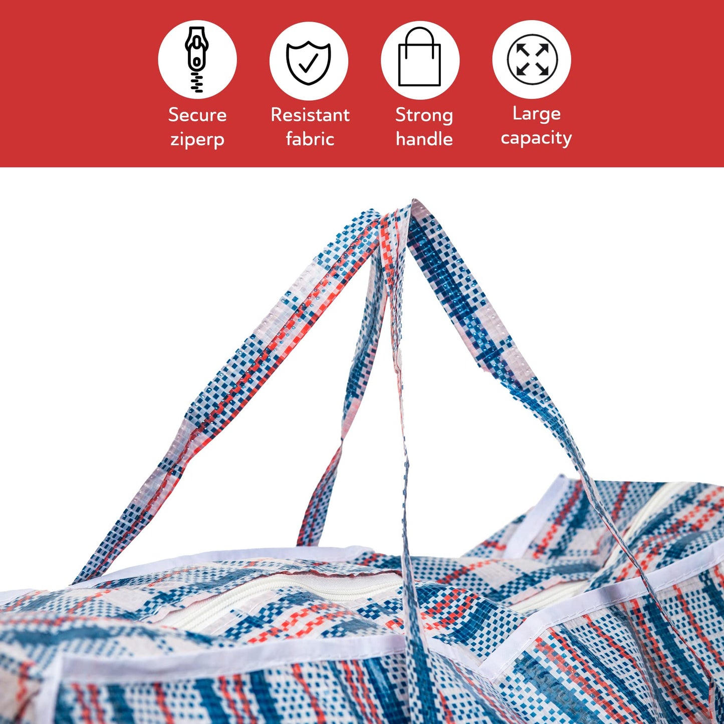 Straame Laundry and Storage Bag, Multipurpose Storage Bag, Durable and Resistant Storage Solution with Zips and Handles, Large Reusable Bags (80 x 60 Pack of 10)
