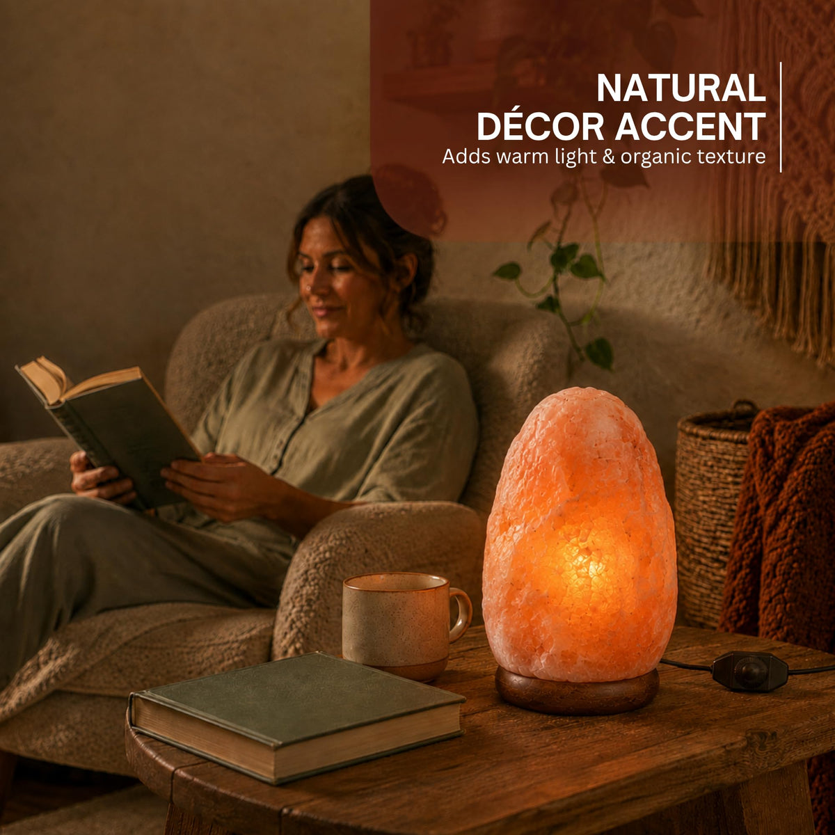 Straame Himalayan Salt Lamp 1-2 kg, Pink Crystal Rock Bedside Lamp for Home