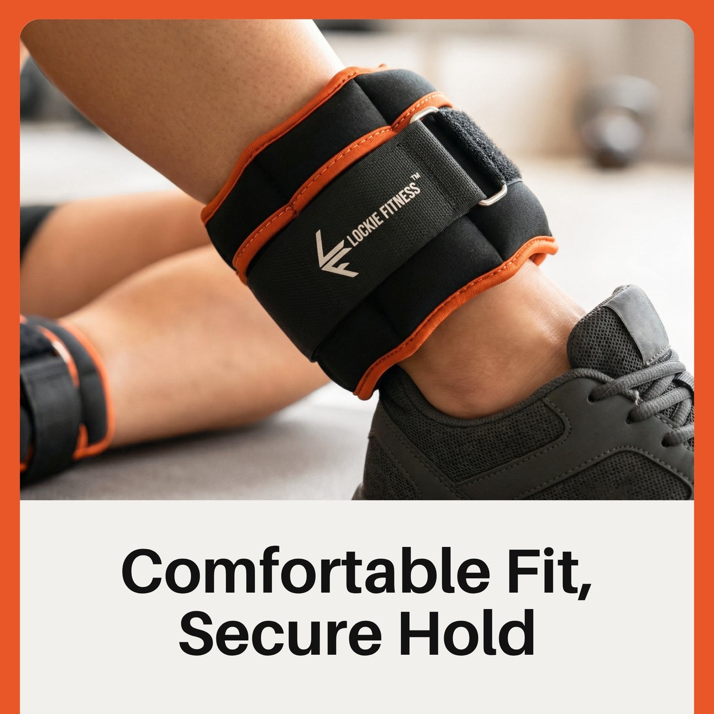 Lockie Fitness Ankle Weights & Wrist Weights Pair, Adjustable 0.9-3.2 kg, Neoprene Ankle Weights Women, Men & Kids, Pilates Weights, Leg Weights, Weights for Walking, Jogging & Home Workouts (Orange)