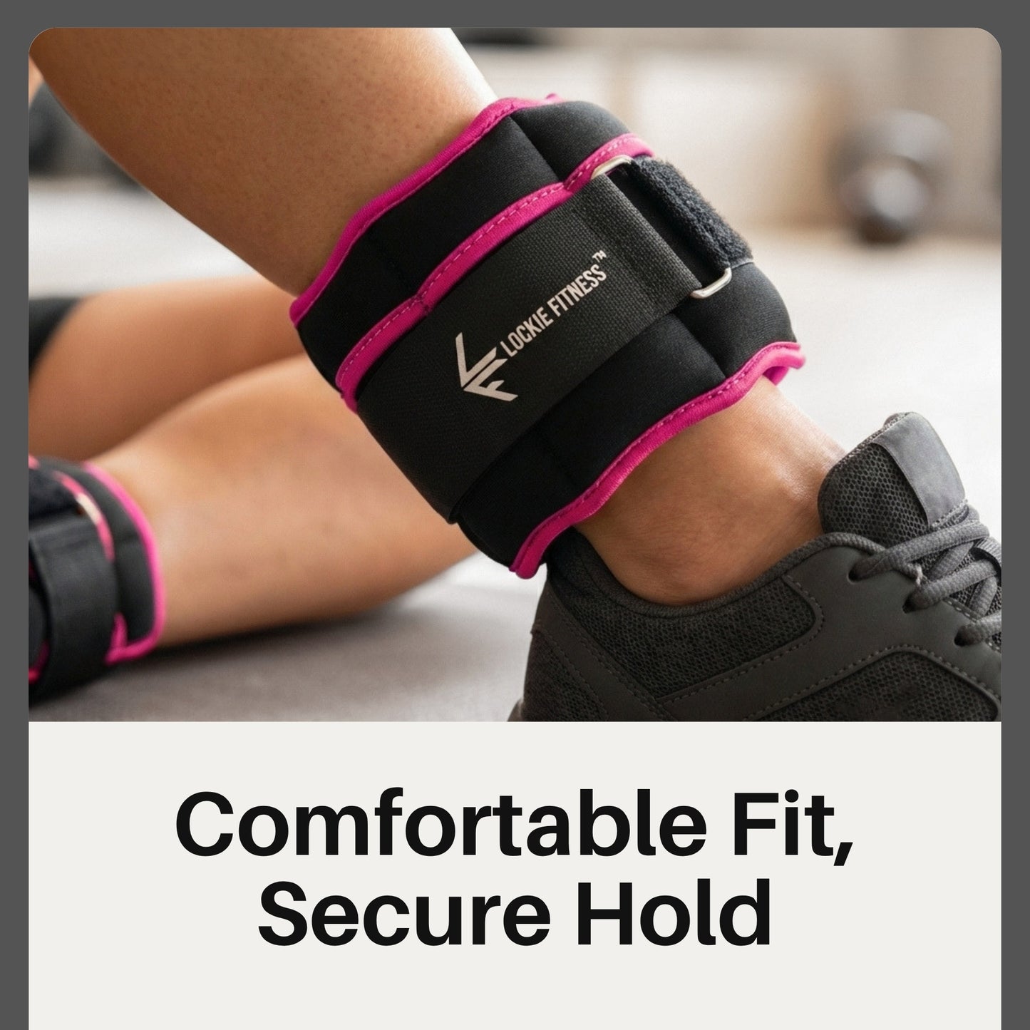 Lockie Fitness Ankle Weights & Wrist Weights Pair, Adjustable 0.9-3.2 kg, Neoprene Ankle Weights Women, Men & Kids, Pilates Weights, Leg Weights, Weights for Walking, Jogging & Home Workouts (Pink)