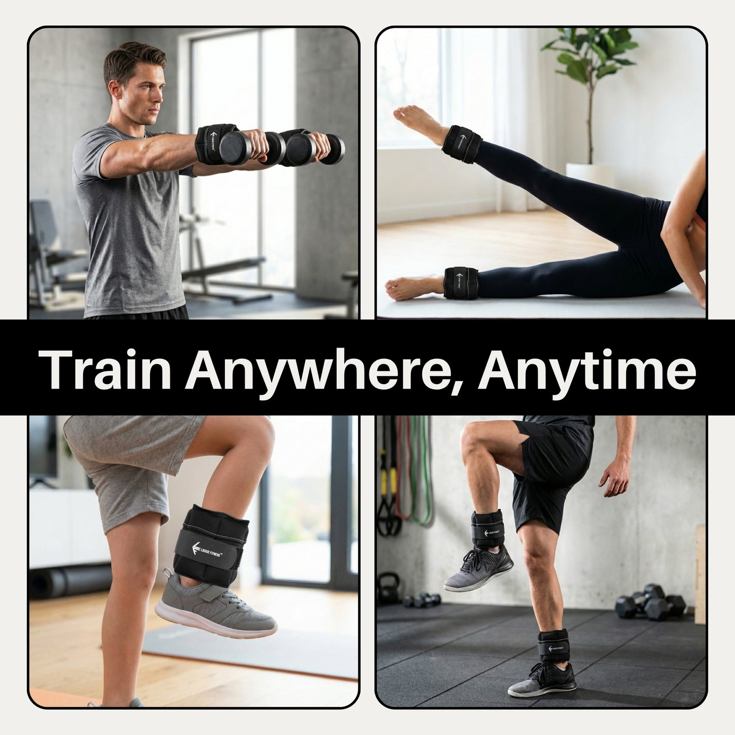 Lockie Fitness Ankle Weights & Wrist Weights Pair, Adjustable 0.9-3.2 kg, Neoprene Ankle Weights Women, Men & Kids, Pilates Weights, Leg Weights, Weights for Walking, Jogging & Home Workouts