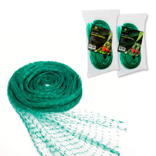 Straame Garden Netting 4m x 10m, Green Nylon Fine Garden Mesh, Gardening Bird Netting for Vegetable Patch, Allotment & Pond Net Cover, Plant Protection, Cat Deterrent, UV Resistant, (2Pack)