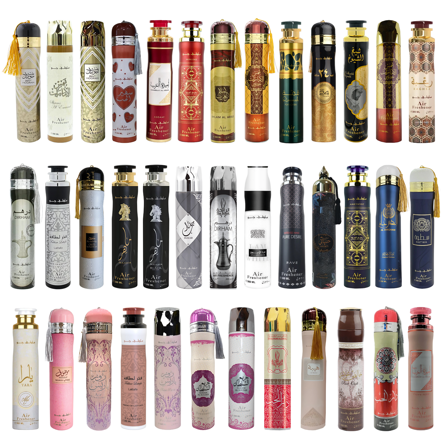 Dubai Air Fresheners - Long-Lasting Fragrance for Home, Car, Office & More - Exotic Arabian Scents - Luxury Perfumed Room Fresheners 300ml Spray - Pack of 6, Feminine Air Freshener