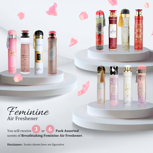 Dubai Air Fresheners - Long-Lasting Fragrance for Home, Car, Office & More - Exotic Arabian Scents - Luxury Perfumed Room Fresheners 300ml Spray - Pack of 6, Feminine Air Freshener