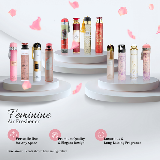 Dubai Air Fresheners - Long-Lasting Fragrance for Home, Car, Office & More - Exotic Arabian Scents - Luxury Perfumed Room Fresheners 300ml Spray - Pack of 3, Feminine Air Freshener