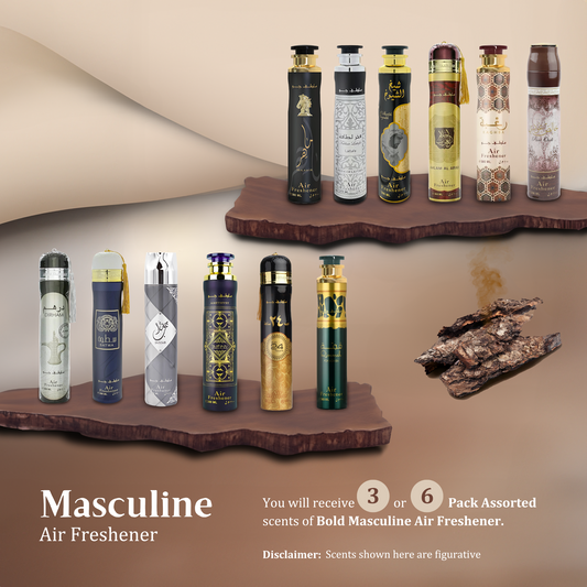 Dubai Air Fresheners - Long-Lasting Fragrance for Home, Car, Office & More - Exotic Arabian Scents - Luxury Perfumed Room Fresheners 300ml Spray - Pack of 6, Masculine Air Freshener