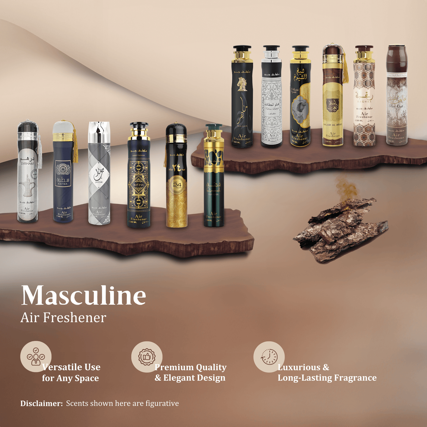 Dubai Air Fresheners - Long-Lasting Fragrance for Home, Car, Office & More - Exotic Arabian Scents - Luxury Perfumed Room Fresheners 300ml Spray - Pack of 3, Masculine Air Freshener