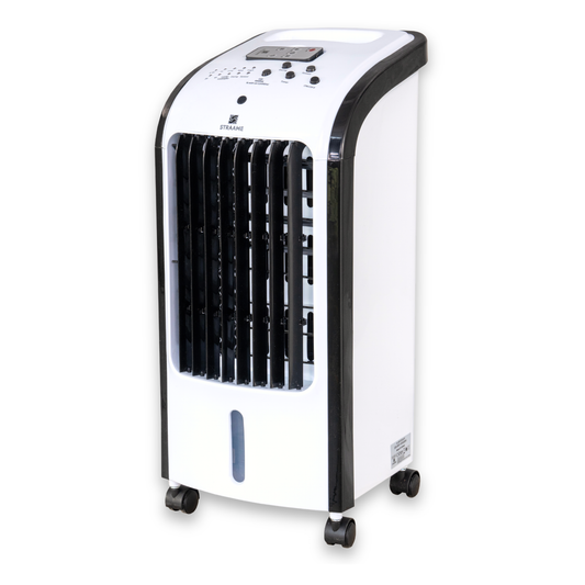 Straame Evaporative Air Cooler with Humidifier, 4L Detachable Tank, Remote Control, 2 Ice Packs, 3 Speeds, 7.5 Hour Timer, Portable Air Cooler for Bedroom, Room Cooler with Auto Swing & Caster Wheels