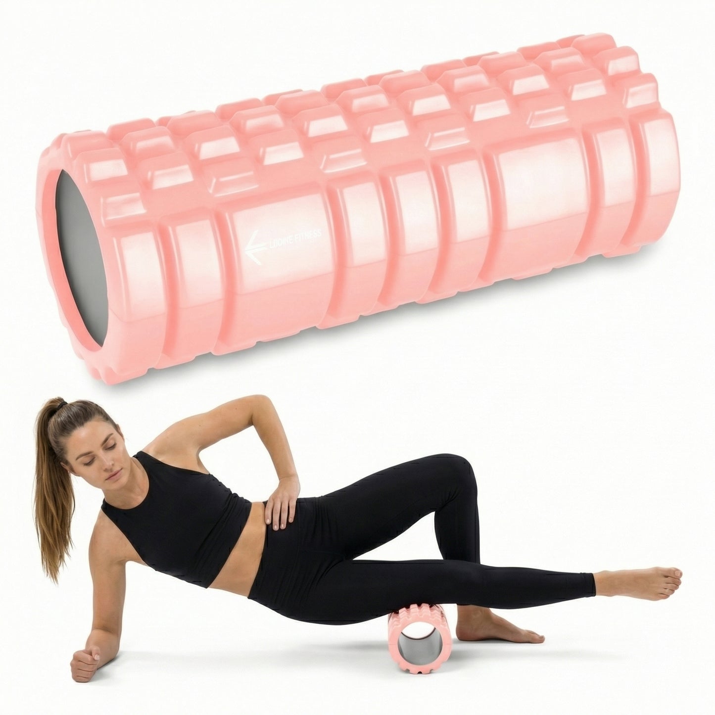 Foam Roller, Deep Tissue Massage Roller with Trigger Point Foam Roller Grid for Back, Legs, Calves & Fascia, Medium Density Pilates Roller, Yoga Roller & Gym Roller for Recovery (Pink)