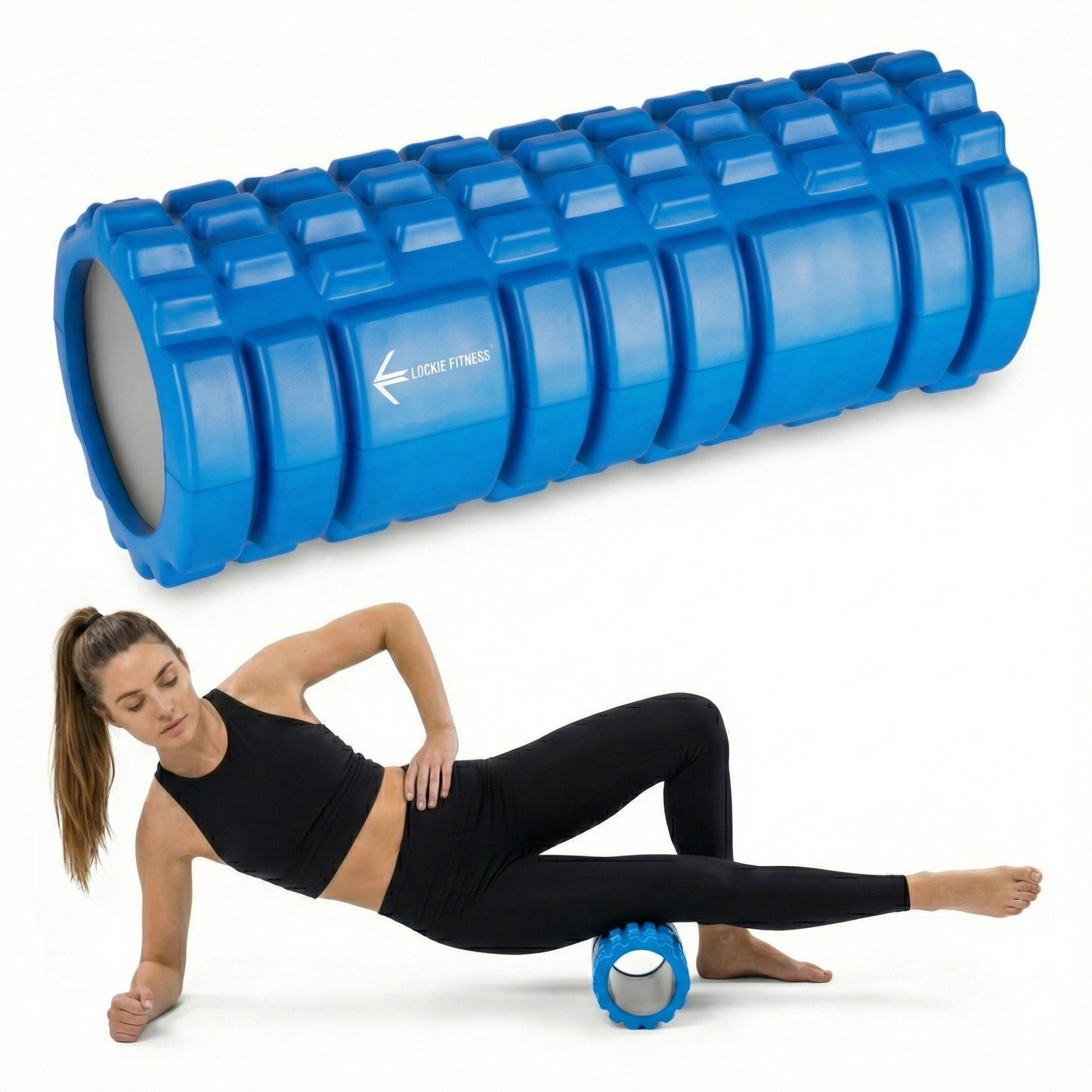 Foam Roller, Deep Tissue Massage Roller with Trigger Point Foam Roller Grid for Back, Legs, Calves & Fascia, Medium Density Pilates Roller, Yoga Roller & Gym Roller for Recovery (Blue)
