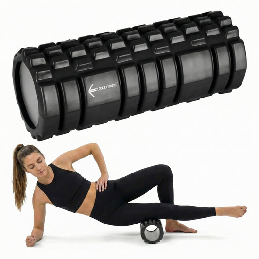Foam Roller, Deep Tissue Massage Roller with Trigger Point Foam Roller Grid for Back, Legs, Calves & Fascia, Medium Density Pilates Roller, Yoga Roller & Gym Roller for Recovery (Black)