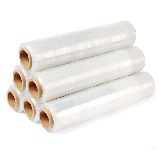 Straame Heavy Duty Strong Pallet Wrap Cling Film Packaging for Industrial, House Moving, Packing, Furniture Wrapping, Storage - Tear Resistant - Water & Moisture Proof 400mm x 250m (Clear, 6 Roll)