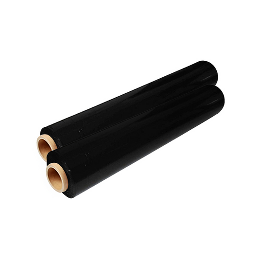 TPZ | Multi Use Strong Pallet Wrap Cling Film | Tear Resistant | Water & Moisture Proof | Easy to Use Plastic Pallet Wrap 400mm x 250m (Black, 2 Roll)