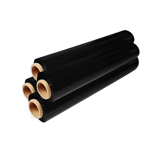 TPZ | Multi Use Strong Pallet Wrap Cling Film | Tear Resistant | Water & Moisture Proof | Easy to Use Plastic Pallet Wrap 400mm x 250m (Black, 4 Roll)