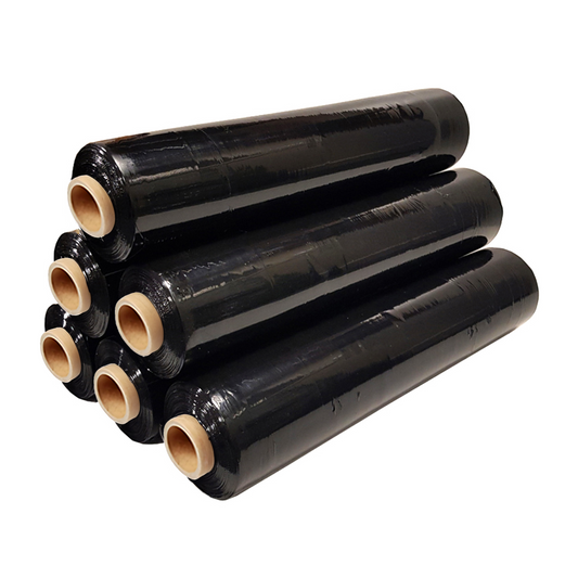 TPZ | Multi Use Strong Pallet Wrap Cling Film | Tear Resistant | Water & Moisture Proof | Easy to Use Plastic Pallet Wrap 400mm x 250m (Black, 6 Roll)