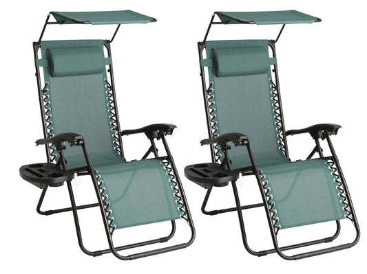 Straame Set of 2 Zero Gravity Chair with Canopy - Green
